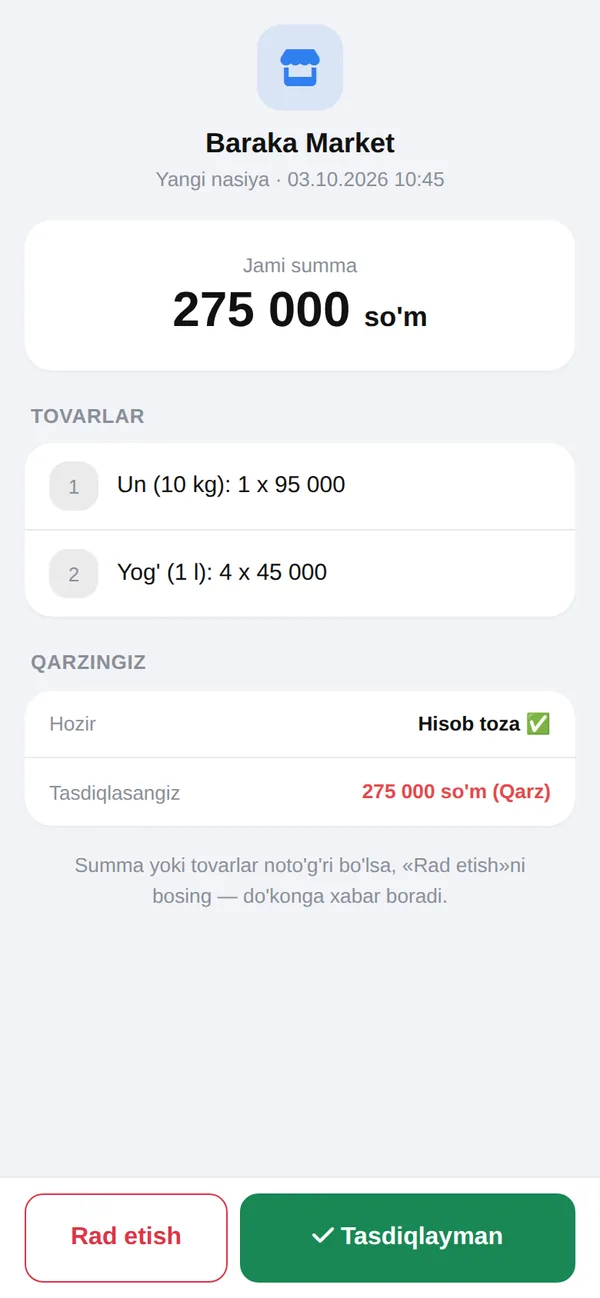 QarzDaptar ilovasi ekrani